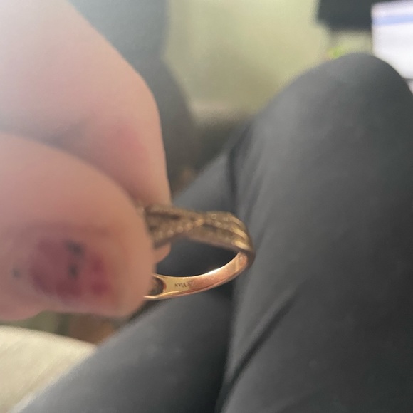 Sz7 levian chocolate diamond/quartz on strawberry chocolate gold band - Picture 2 of 3